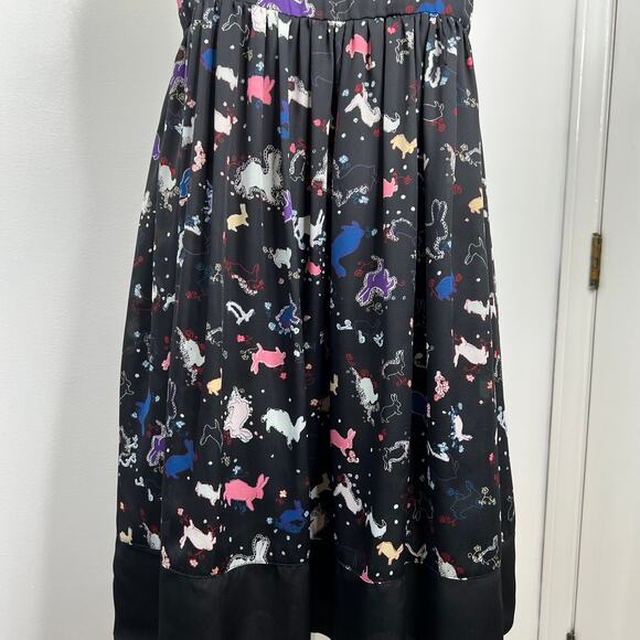 Erin Fetherston For Target Dress Multicolor Rabbit Novelty Fit and Flare Size 9 - Picture 6 of 16